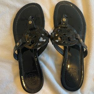 Tory Burch Miller Leather Sandal black patent size 7.5